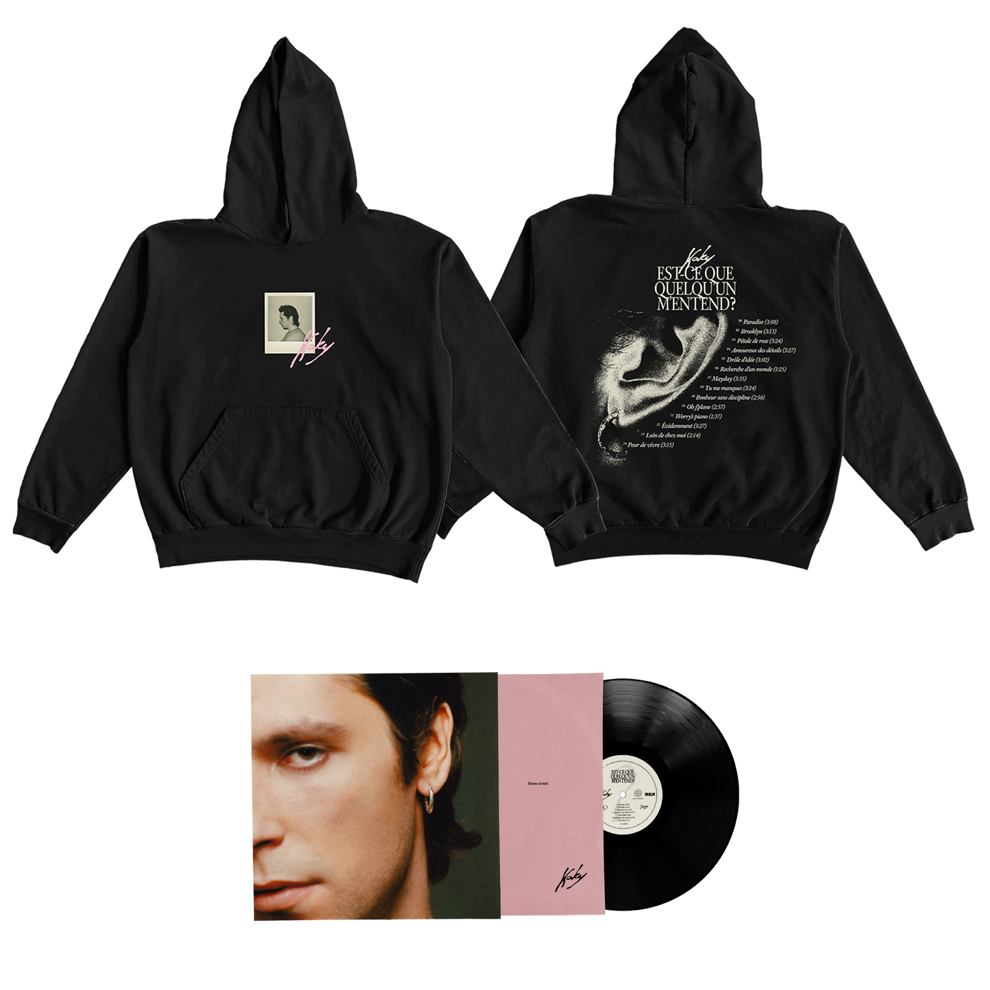 Vinyle + Hoodie (Plusieurs visuels dispos !) "Est-ce que quelqu’un m’entend ?"